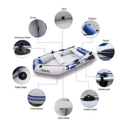 1.75-3.3m PVC Inflatable Kayak Fishing Boat with Slats Bottom for 1~6 Persons Canoeing Outdoor Water Sports Vacation Accessory
