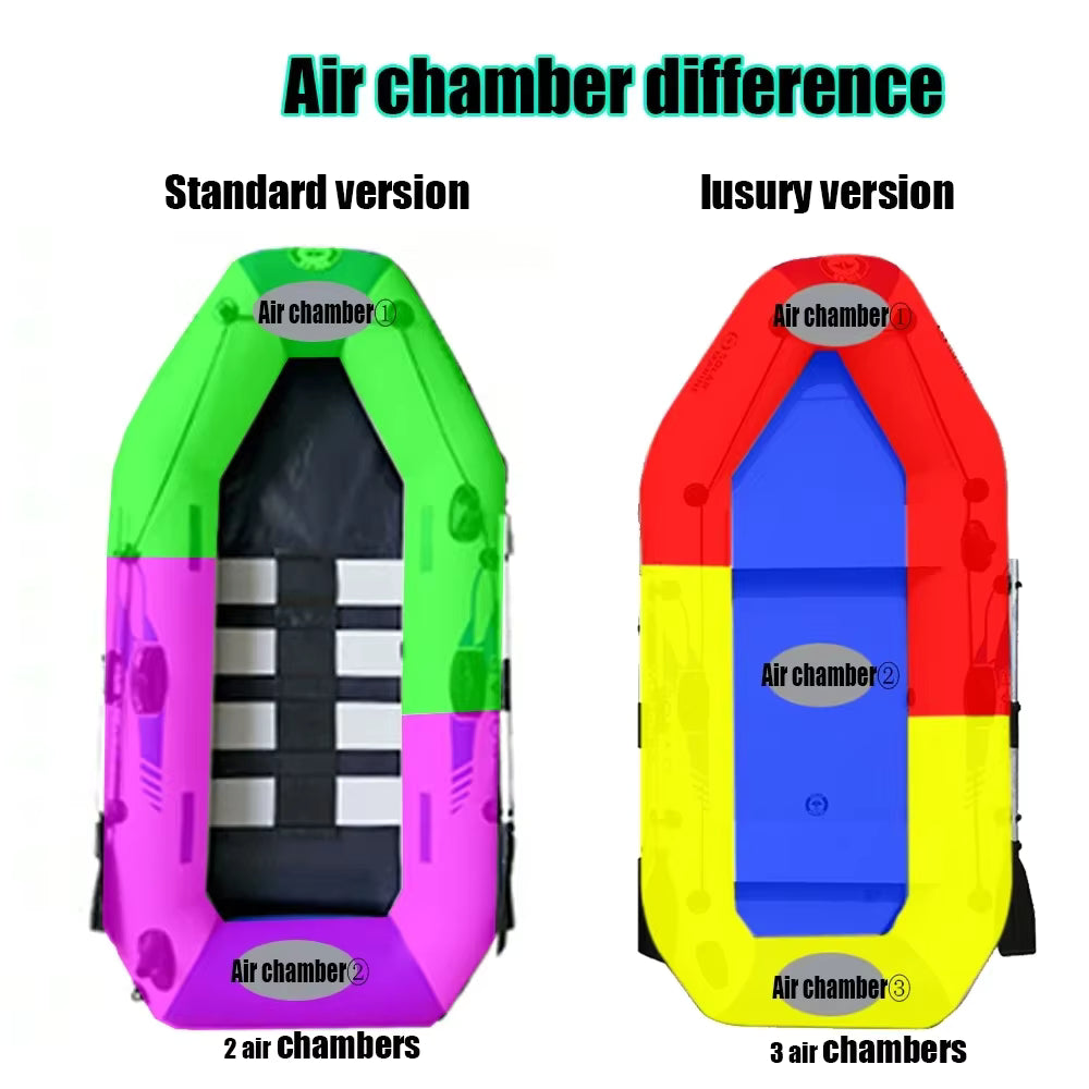 1.75-3.3m PVC Inflatable Kayak Fishing Boat with Slats Bottom for 1~6 Persons Canoeing Outdoor Water Sports Vacation Accessory
