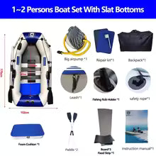1.75-3.3m PVC Inflatable Kayak Fishing Boat with Slats Bottom for 1~6 Persons Canoeing Outdoor Water Sports Vacation Accessory