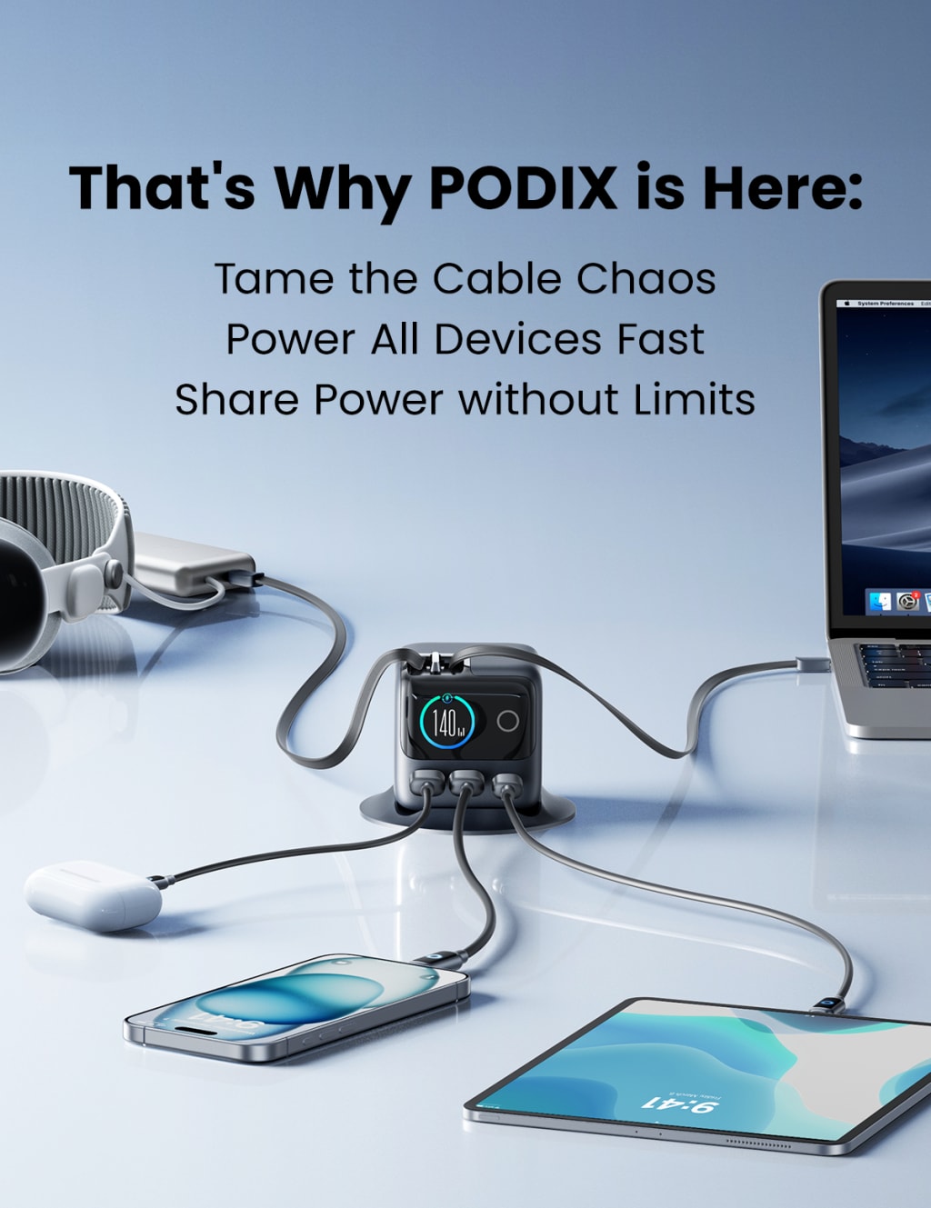 JOYROOM PODIX 140W 5-Port Desktop GaN Charger