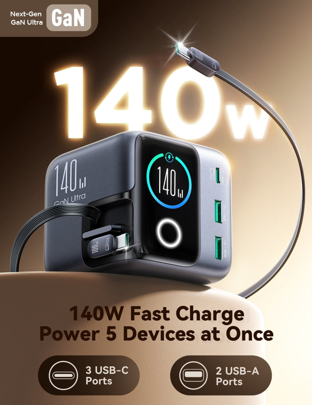 JOYROOM PODIX 140W 5-Port Desktop GaN Charger